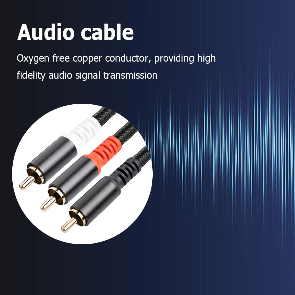 1/2/3/5M Subwoofer Y Cable 1 RCA Male To 2 RCA Male Audio Cable RCA To Dual RCA Audio Cable Splitter for TV Amplifier DVD Player Zpaxo