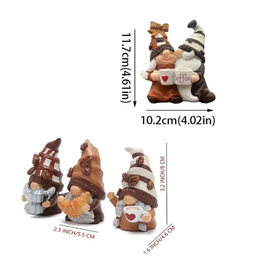 Handmade Craft Coffee Gnome Ornament Resin Material Christmas Design Zpaxo