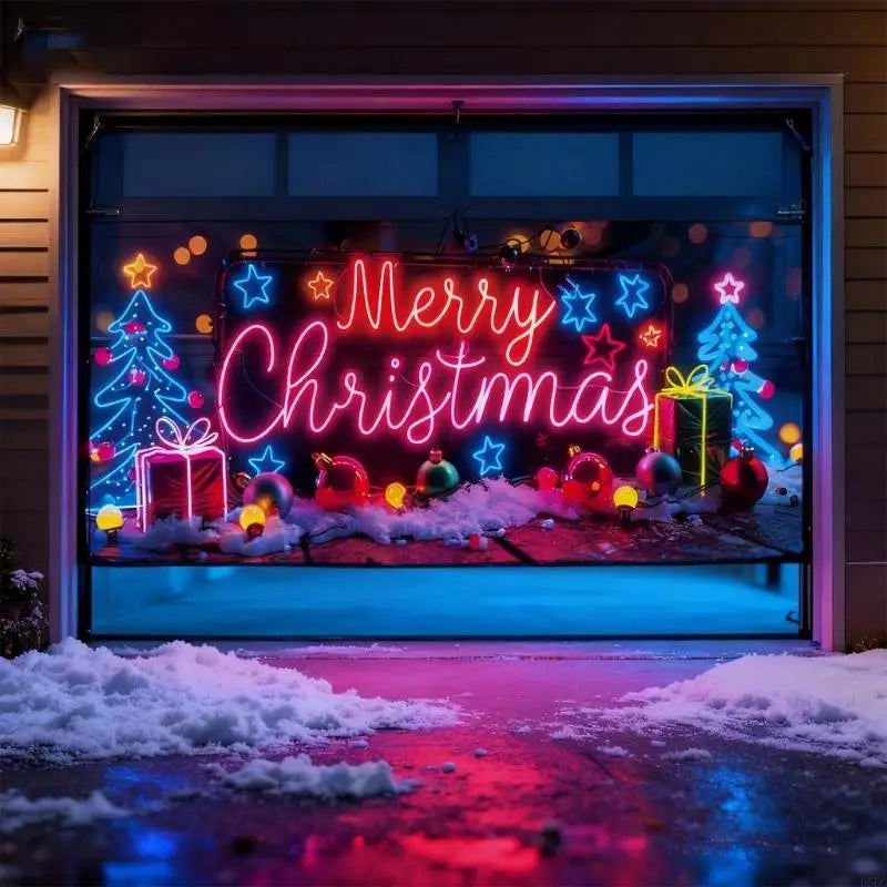 UVlight Activated Christmas Garage Door Cover Standard Glows Dark 2D