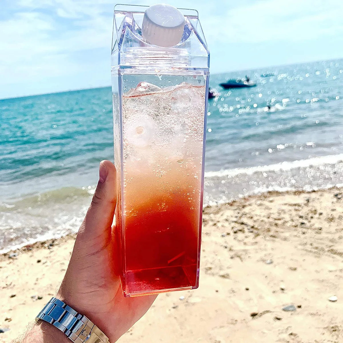 Reusable Clear Milk Carton Water Bottle 500ml / 1000ml Leak-proof Milk Box Water Bottle Portable Milk Bottles Water for Travel Zpaxo