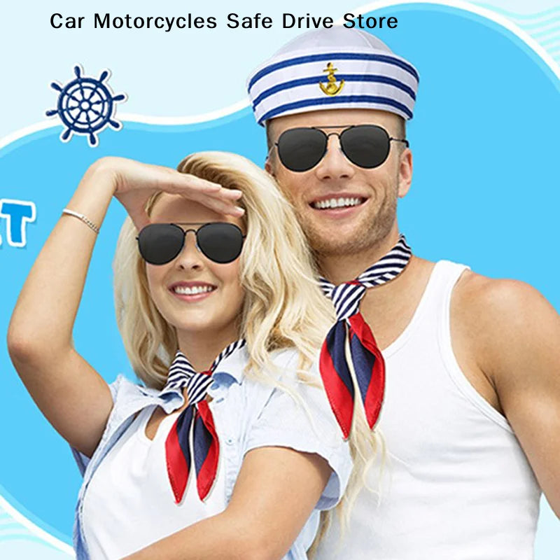 Fashion Boat Costume Yacht Captain Hat Scarf Navy Blue Sailor Ship