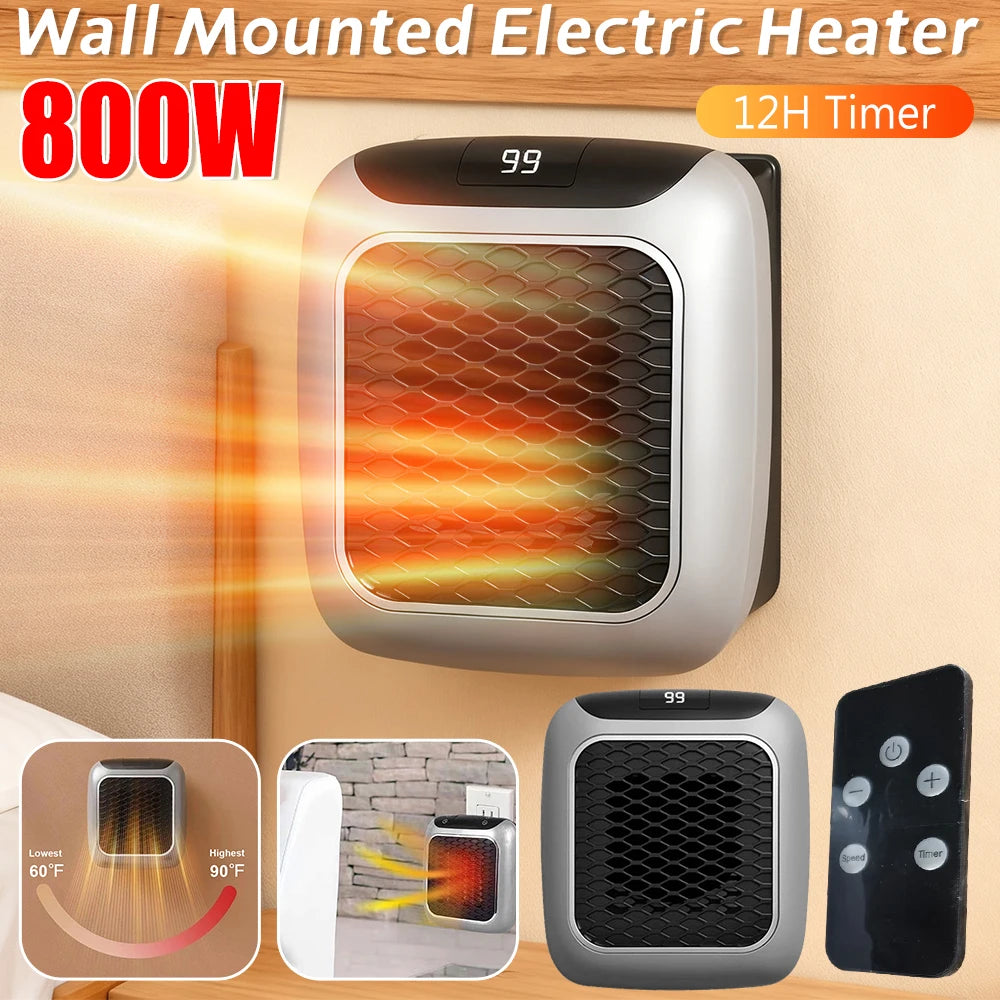 800W Mini Heater PTC Ceramic Fast Heating Bathroom Remote Control