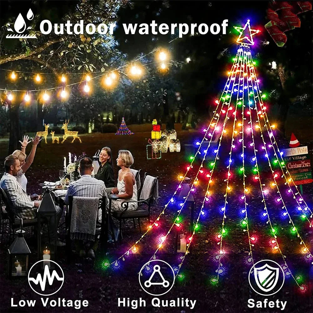 Christmas Decorations 2025 Waterproof Solar Lights LED 8 Modes Tree Zpaxo