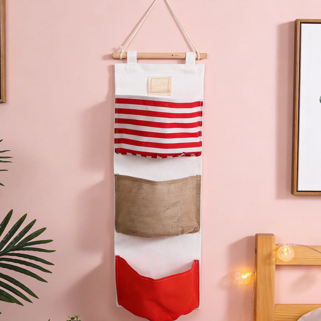 Heavy Duty 3 Pockets Wall Mounted Storage Bag Multi Grid Hanging