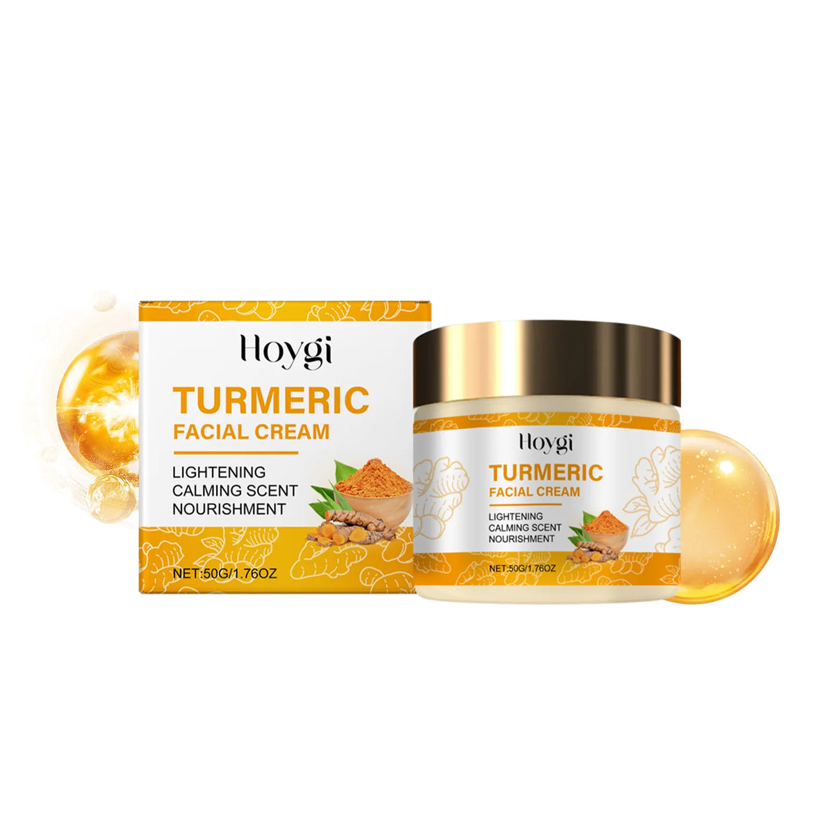 Hoygi Brightening Turmeric Face Moisturizer for Dry Sensitive Skin Hydrating Vitamin C Cream Anti Aging Daily Skincare Routine Zpaxo 1PC Personal Pack