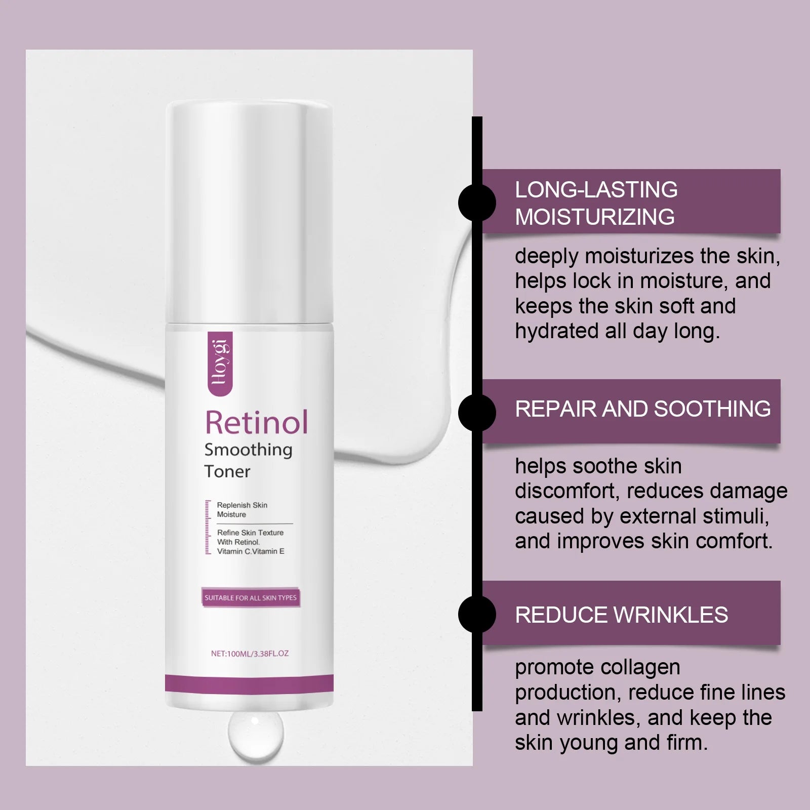 100ml Retinol Hydrating Toner Firming Lifting Fade Fine Lines Improves Dullness Brightening Smoothing Deep Nourishing Skin Care Zpaxo