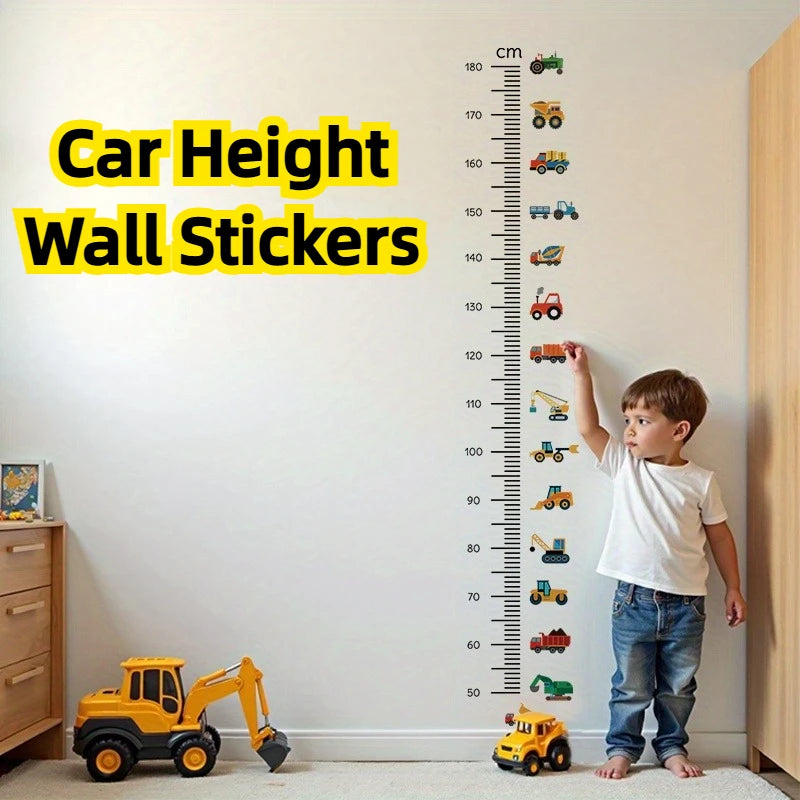 Cartoon Car Height Measurement Wall Stickers for Waterproof Removable PVC Kids Room Kindergarten Home Decoration Zpaxo