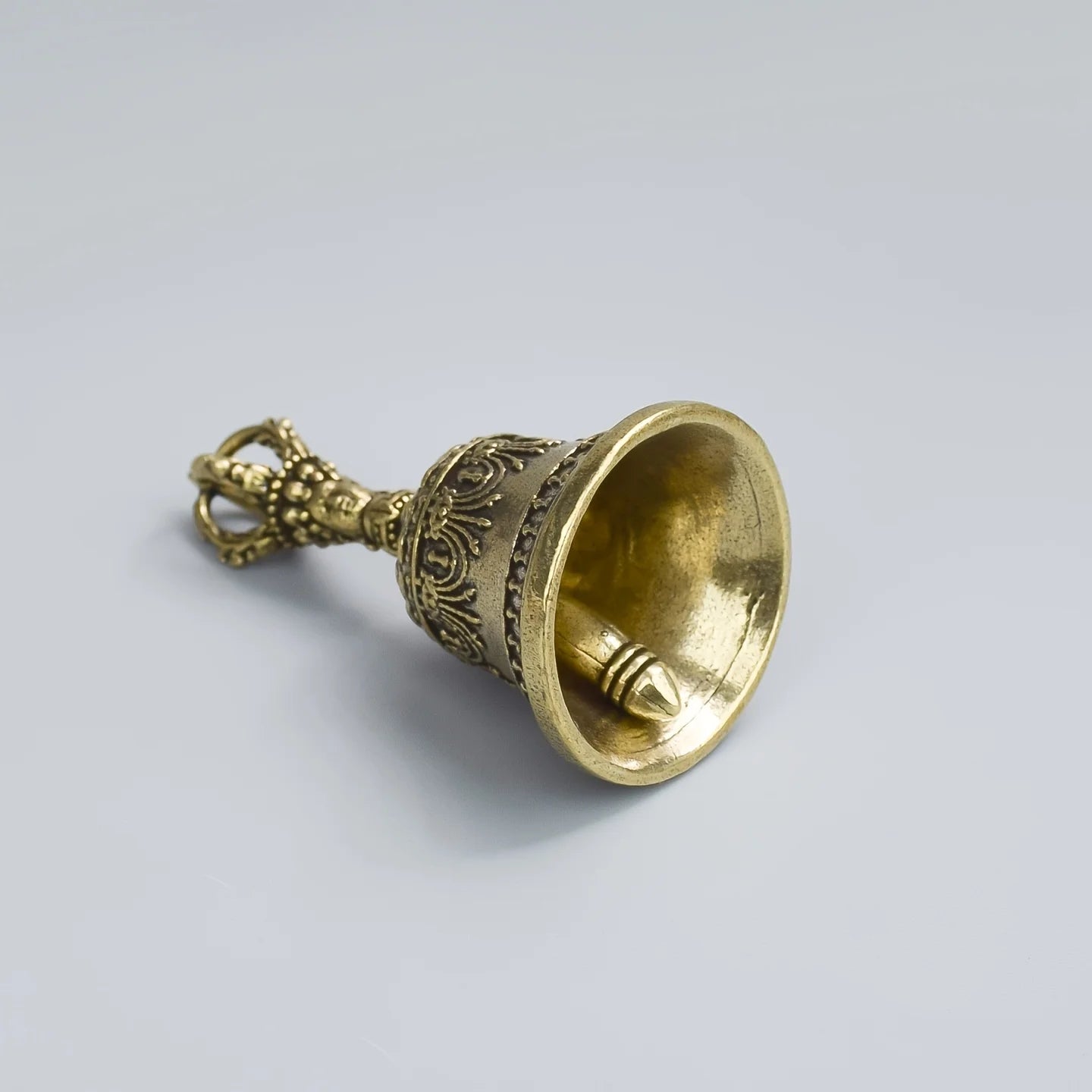 Hand-carved Bronze Bell Hand-held Shaker Clap Handle Soothing Healing Zpaxo