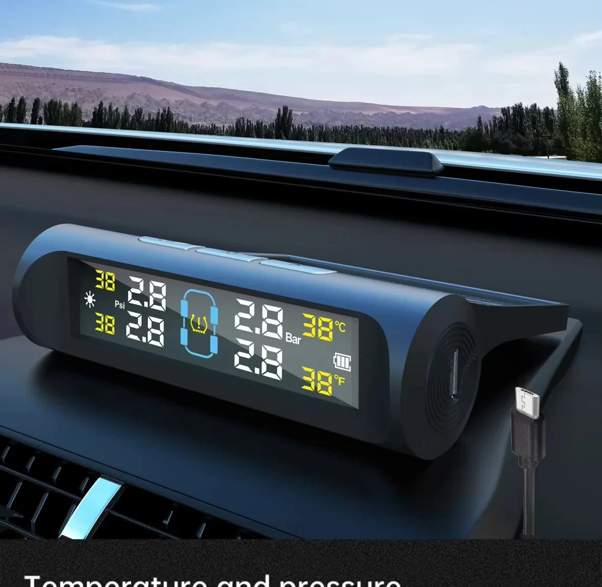 Car Tire Pressure Monitoring System Tyre Monitor Alarm 4 External