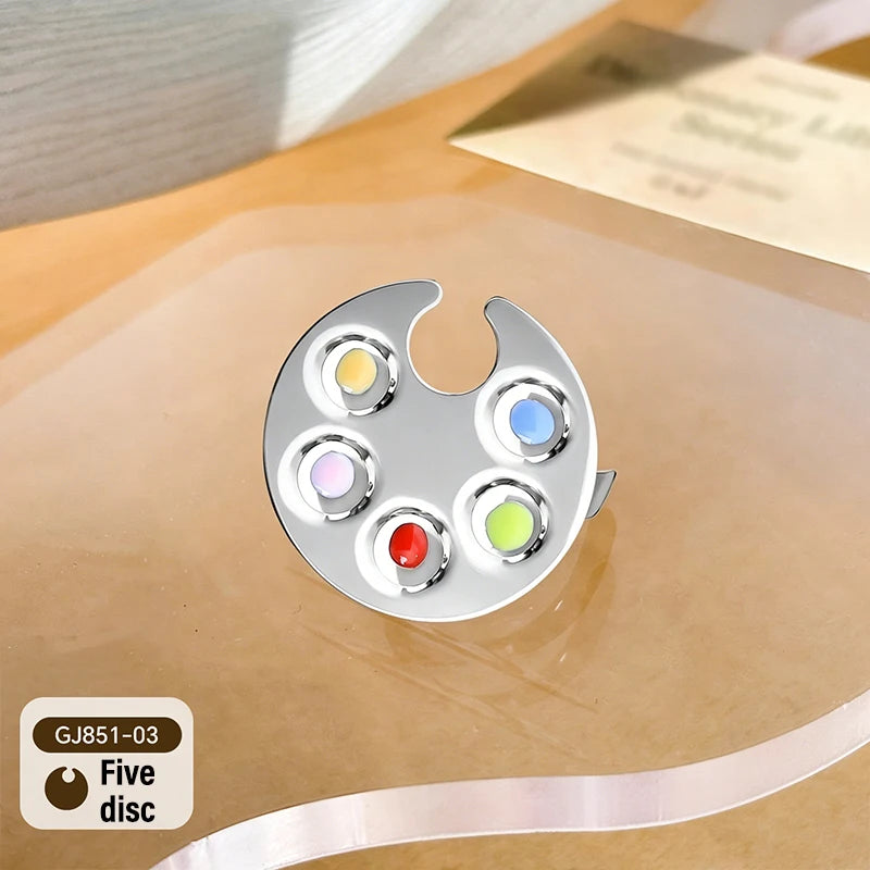New Nail Ring Color Palette Stainless Steel Nail Art Mixing Color Drawing Pallet Gel Nail Polish Painting Board Color Palette Zpaxo GJ851-03