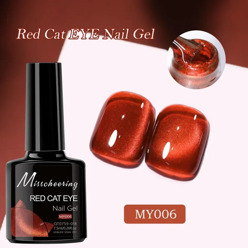 Red Ruby Cat Eye Magnetic Gel Nail Polish Cherry Art DIY Sparking Zpaxo 06