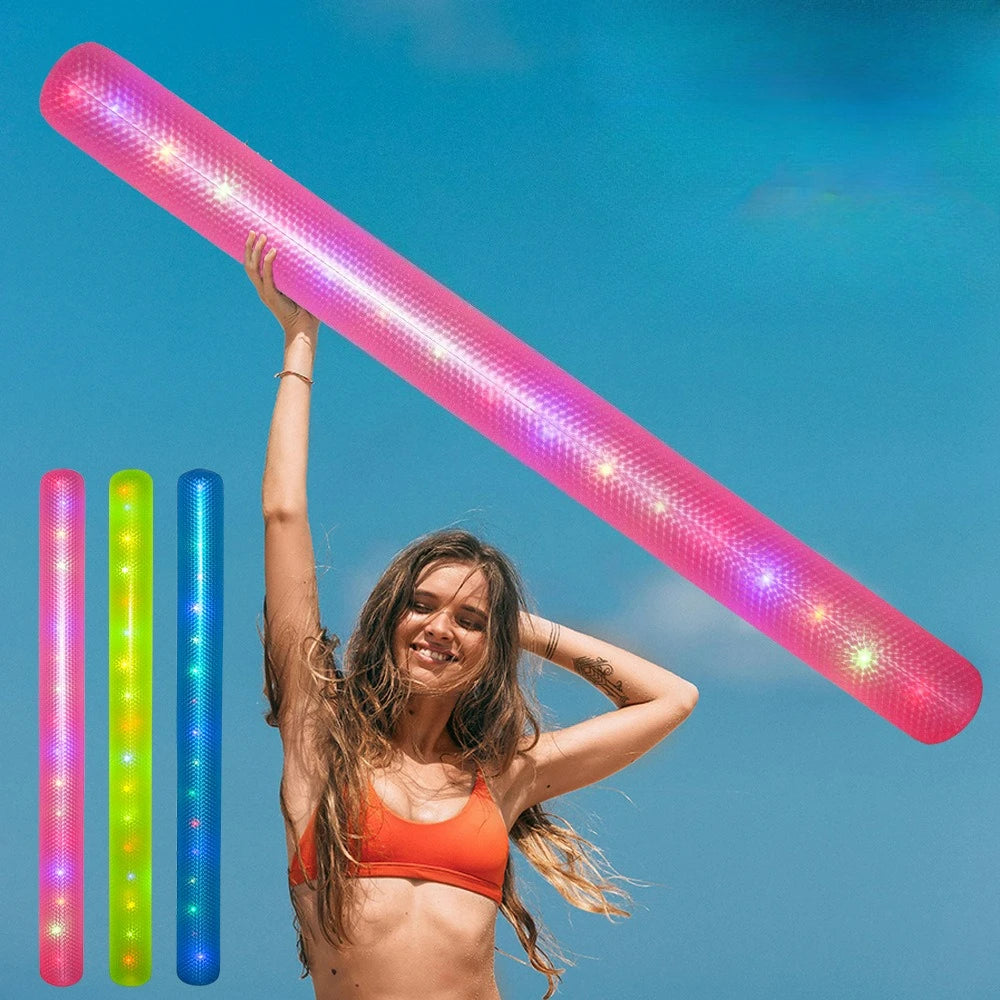 LED Inflatable Floating Pool Stick Kids Adults Light Up Swimming