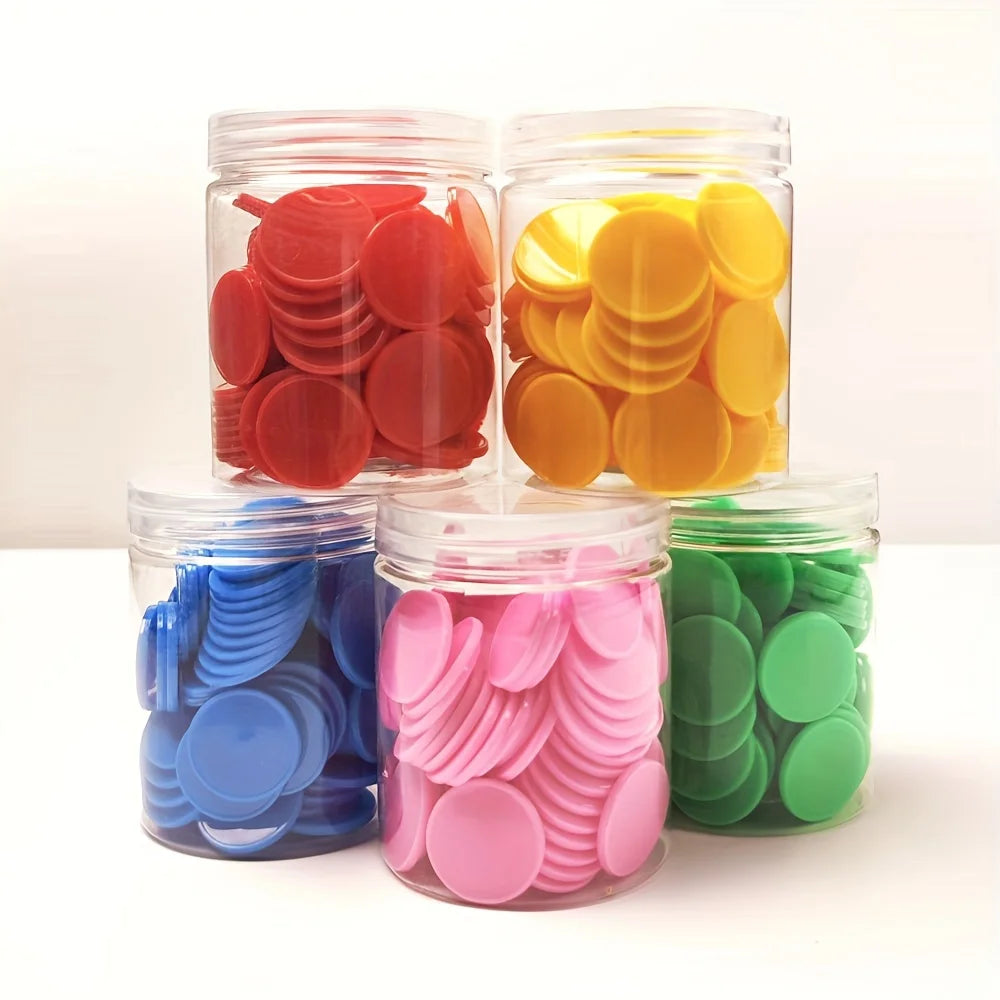 100 plastic counting chips - interactive learning educational mathematics teaching aids, multi-color plastic counters Zpaxo