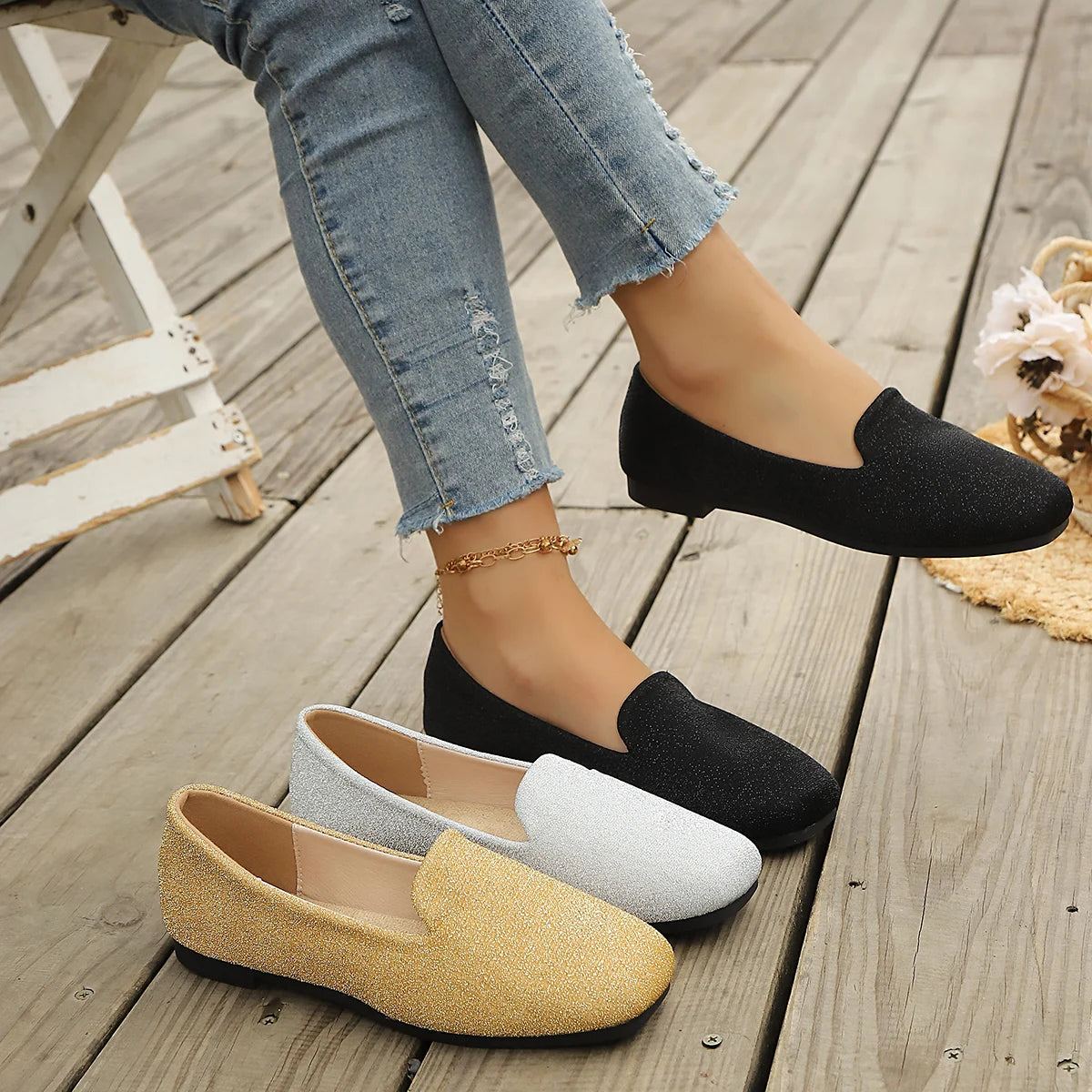 Women Flats Spring Summer Fashion Loafers Shallow Mouth Single Shoes Zpaxo