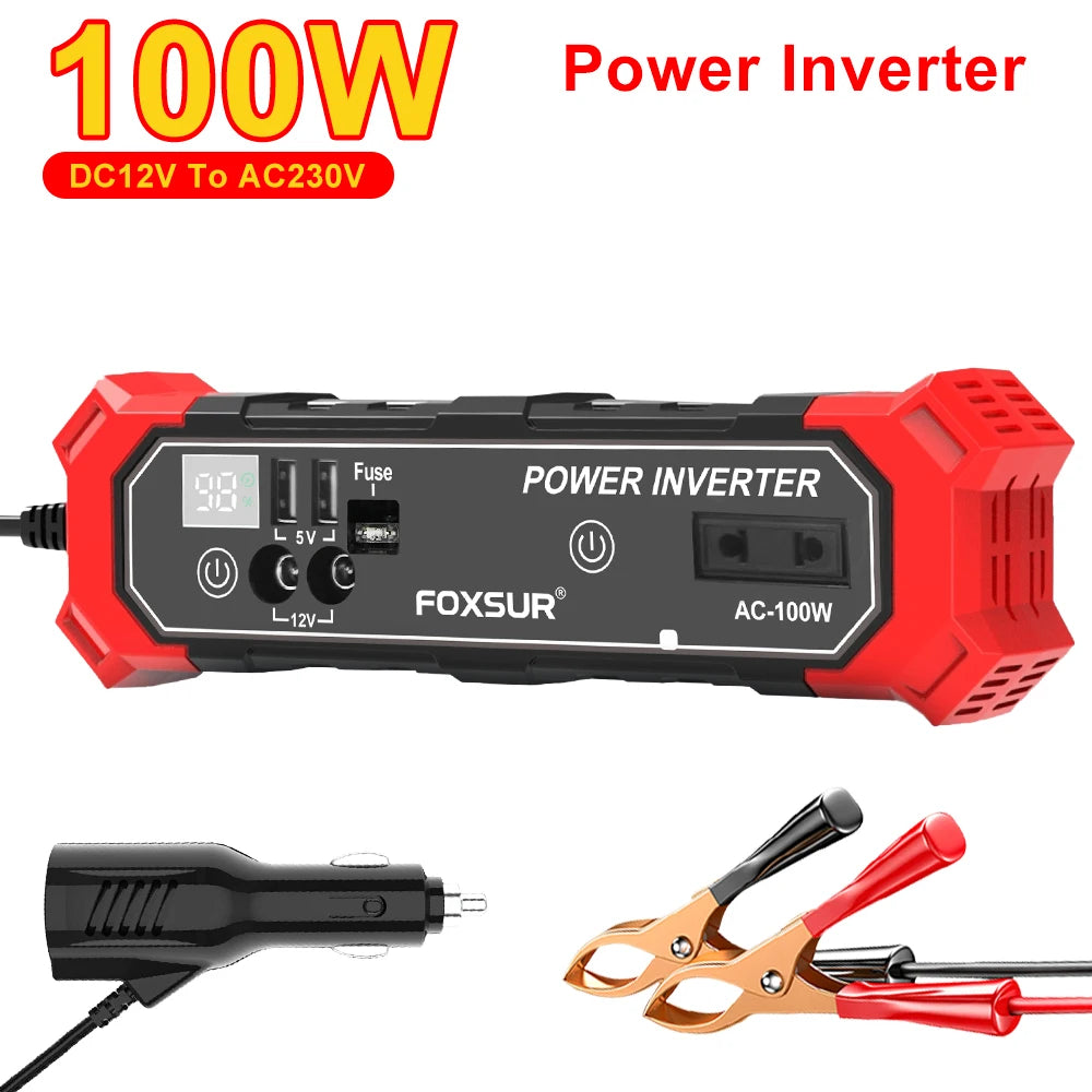 Car Power Inverter Conversion USB Battery Clip DC 12V AC 230V Auto