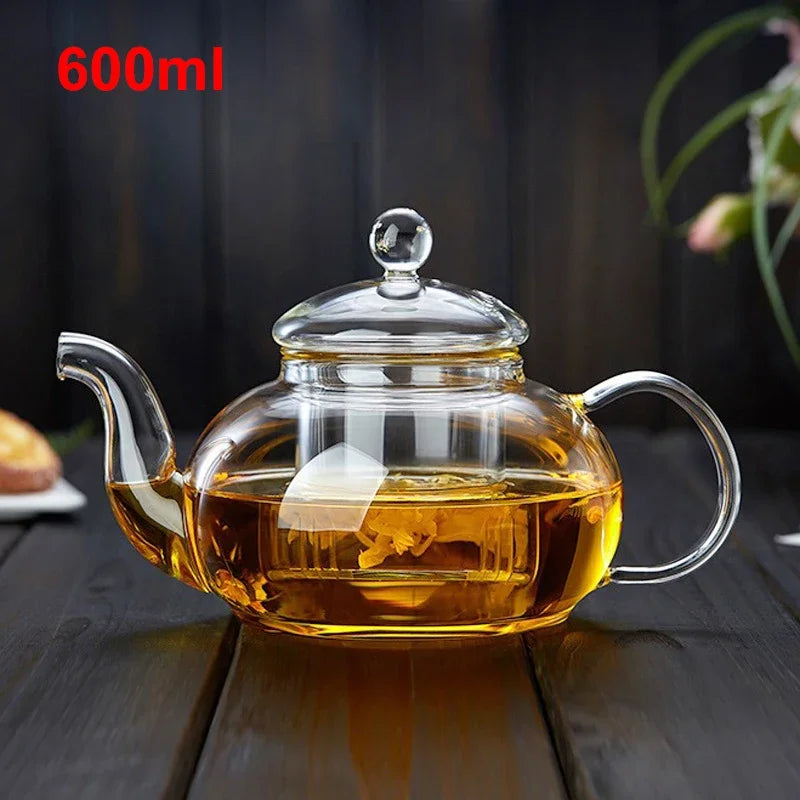 400/800/1000ml High Borosilicate Glass Tea Set, Including Flower Tea Pot, Complete Filtration and Brewing Tea Set Brewing Pot Zpaxo 600ml