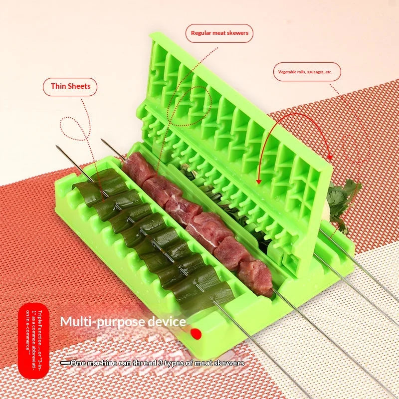 Household Commercial Multi-functional Fast Skewering Machine, Meat Cutting Tool, Lamb Skewering Barbecue Meat Skewering Device Zpaxo