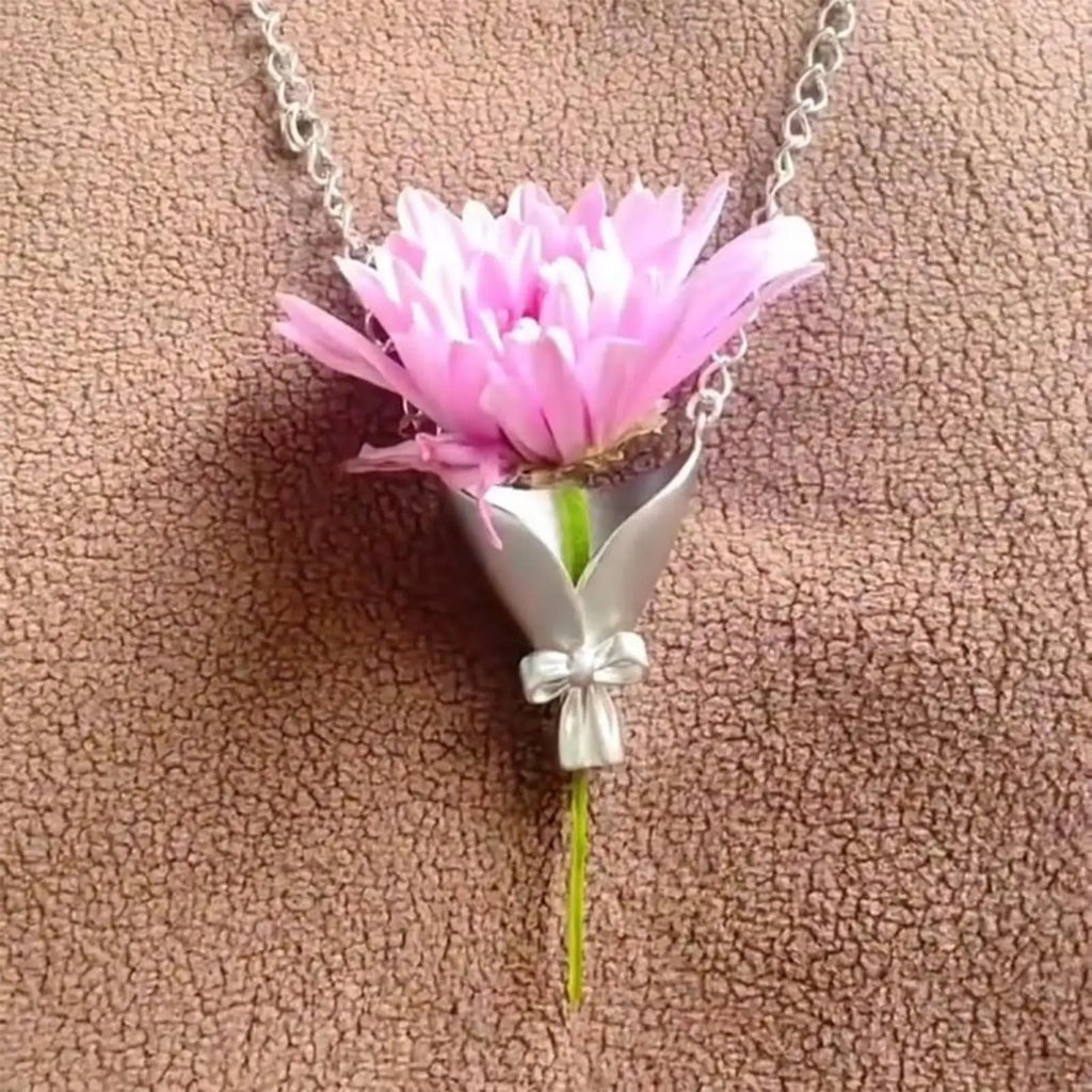 Vase Necklace Flower Bouquet Necklace Flower Holder Necklace Pendant Creative Floral Vase Necklaces Aesthetic Jewelry Gift Zpaxo