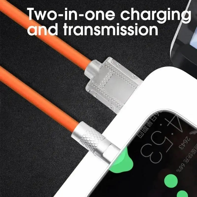 120W 6A Fast Charge C Liquid Silicone Cable Quick 1M USB Charger