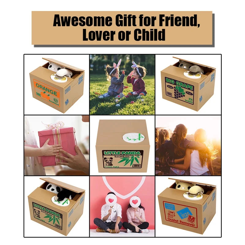 Electronic Piggy Banks Automatic Panda Cat Home Decor Cute Gifts Kids