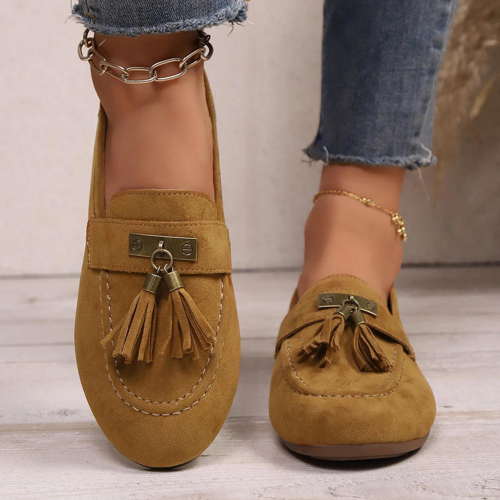 Women Loafers Outdoor Tassels Flat Sneakers Women Comfortable Vacation Shoes Round Toe Walking Shoes Ladies Zapatos De Mujer Zpaxo