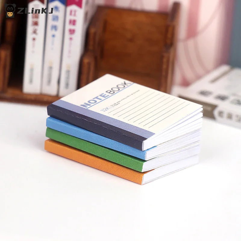 ▶4Pcs 1/12 Dollhouse Mini Notebook Exercise Book Model Dollhouse Study Decoration Dolls House School Stationery Accessories Zpaxo