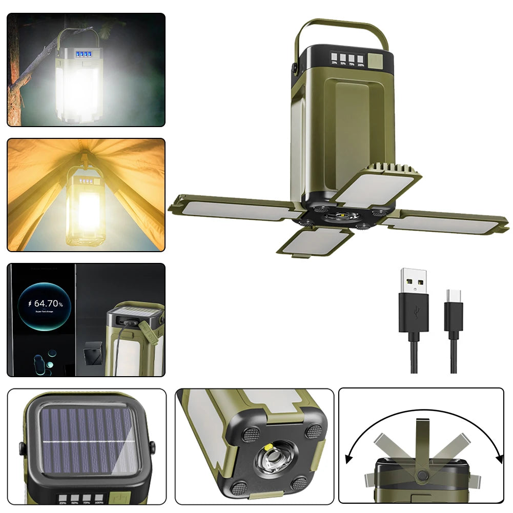 Foldable Camping Light Power Bank Rechargeable Lantern Waterproof