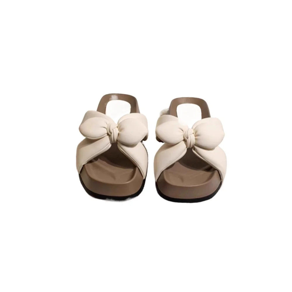 Women's Thick-soled French Bow Cross-off Non-slip Flat Beach Shoes