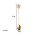 Japanese Cherry Blossom Stainless Steel Long Dessert Spoon Dessert Spoon Zpaxo Golden short spoon