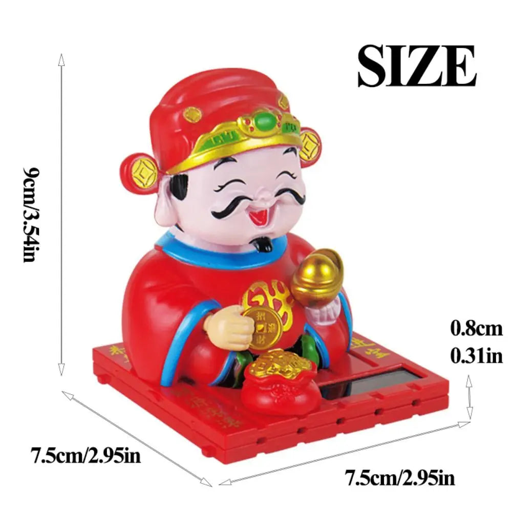 Creative Solar Powered Car Ornament Shaking Head Chinese Style Solar Swinging God of Wealth Lucky Ornaments Gift Zpaxo