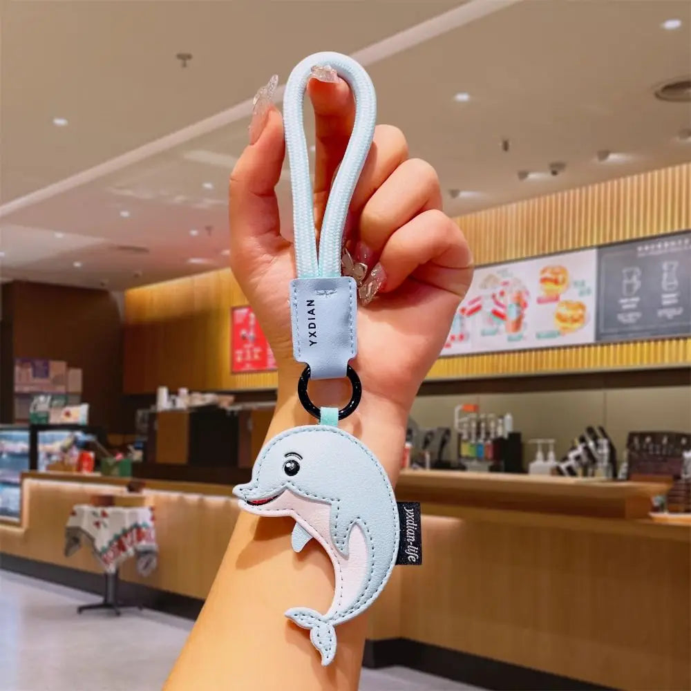 Funny PU Leather Dolphin Keychain Ocean Animal Shark Dolphin Pendant Birthday Gifts Bag Charms Car Keyring Girl/Boy Zpaxo