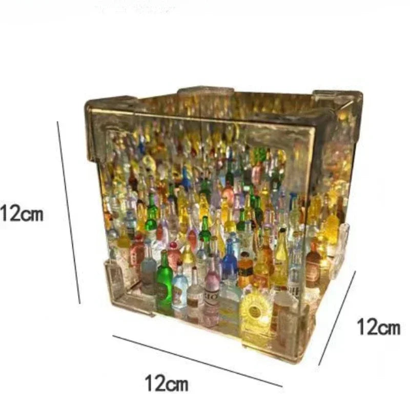 DIY Wine Bottle Cube 3D Night Light Mirror Desktop Ornament 3D Illusion Night Light Zpaxo