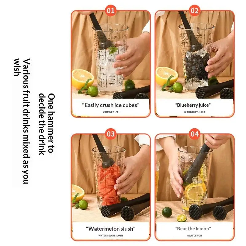 PP Cocktail Muddler with Grooved Nylon Tip | Bar Mixing Tool