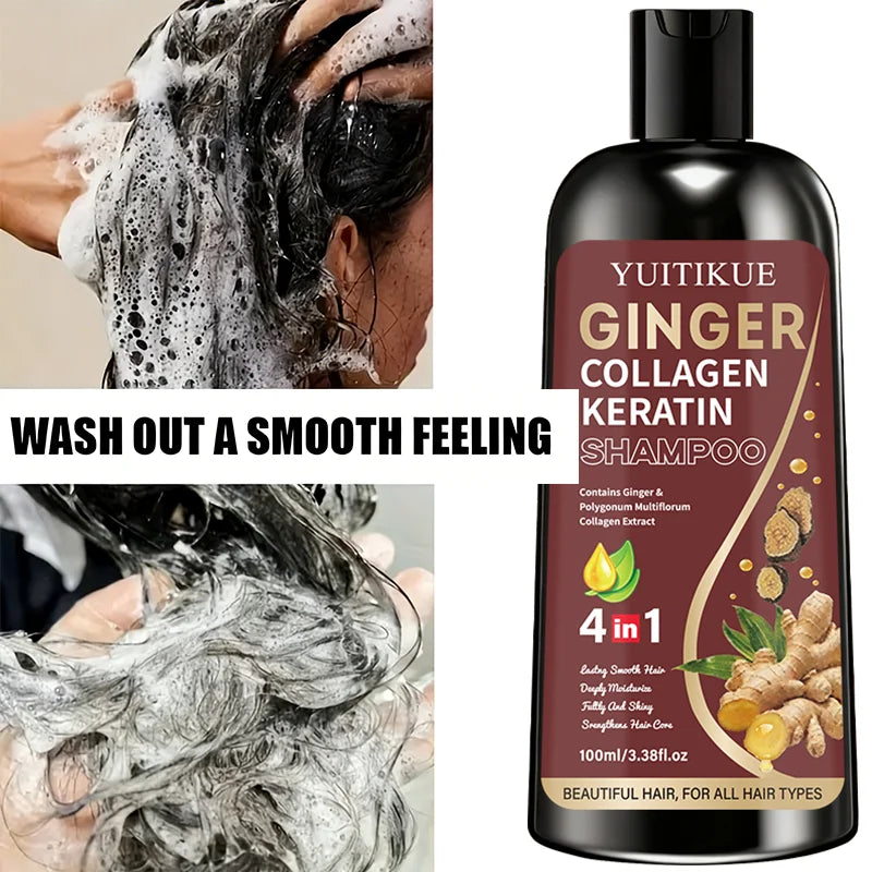 YUITIKUE Ginger Collagen Shampoo – Smooth & Glossy Hair Collagen Hair Shampoo Zpaxo