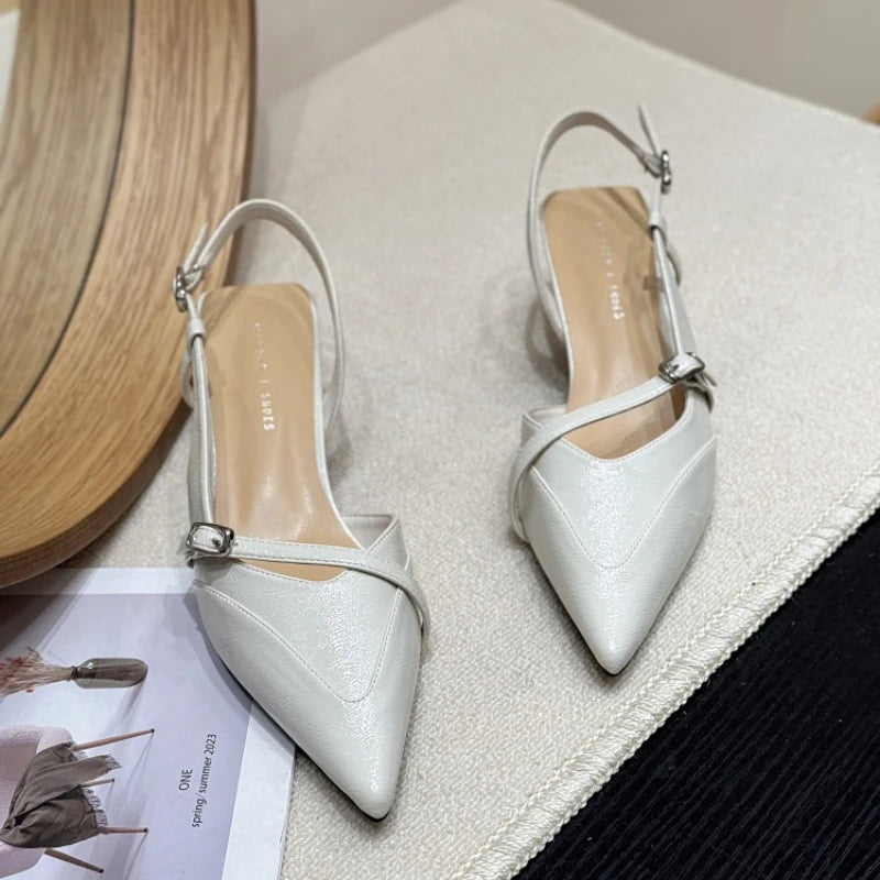 Women's Pointed Closed Toe Hollow Out Solid Sandals Summer Women Zpaxo Beige 40