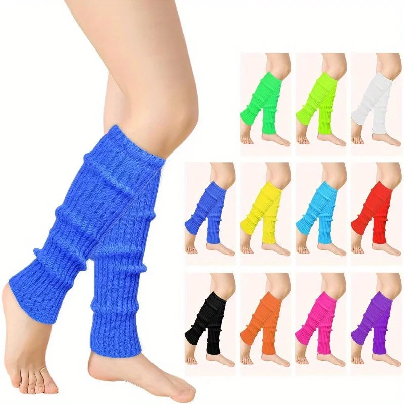 1 Pairs Buauty 80s 90s Leg Warmers Women Neon Ribbed Socks Stylish