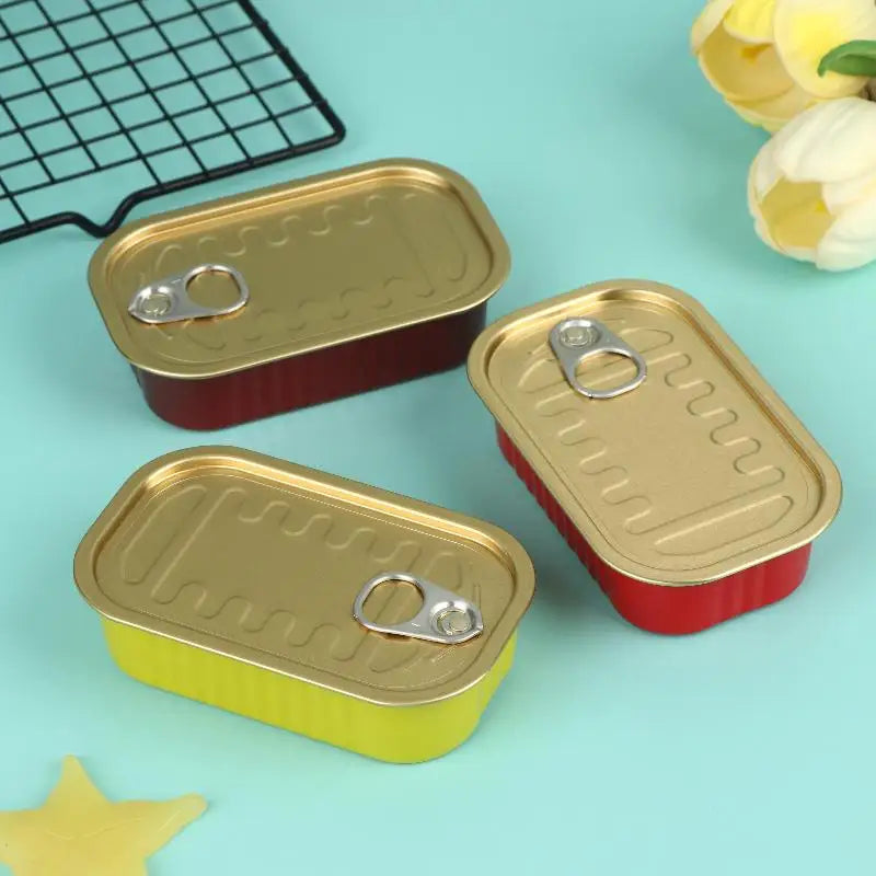 Metal Rectangular Empty Mini Tin Box Sealed Food Can Pull Ring Cover Zpaxo