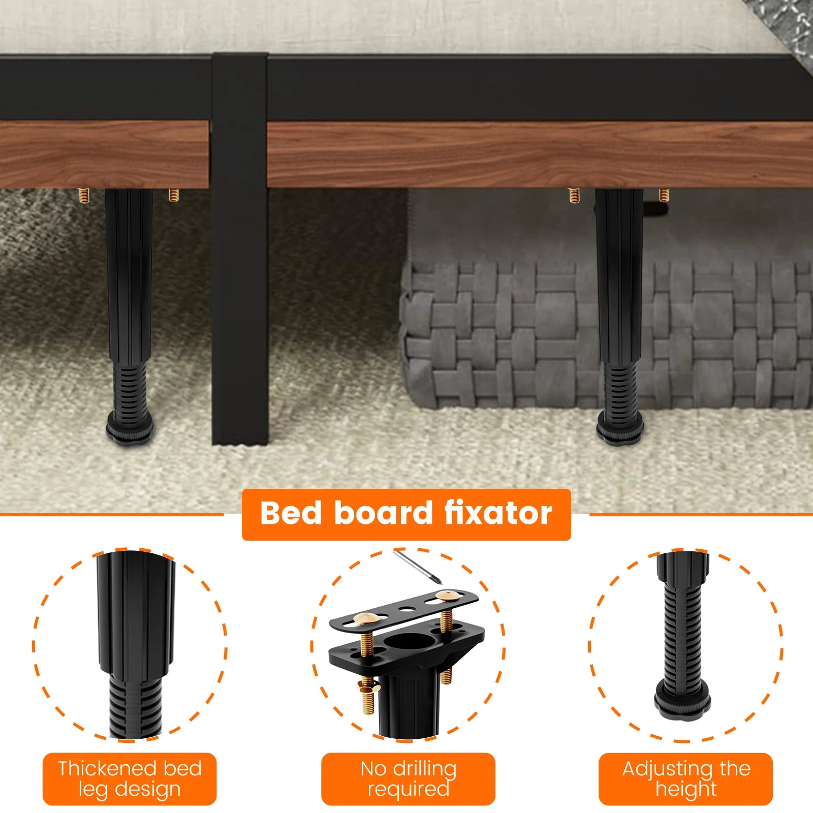 6/4pcs Bed Support Legs Adjustable Height 19-32cm Bed Frame Center Support Legs Metal Bed Replacement Legs for Bed Frame/Bed Ce Zpaxo