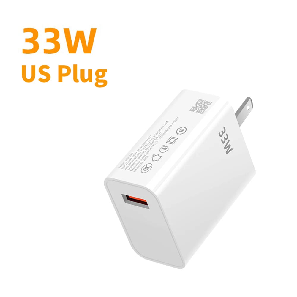 33W USB Fast Charger & 6A USB-C Cable | QC 3.0 Compatible USB Fast Charger Zpaxo US Plug