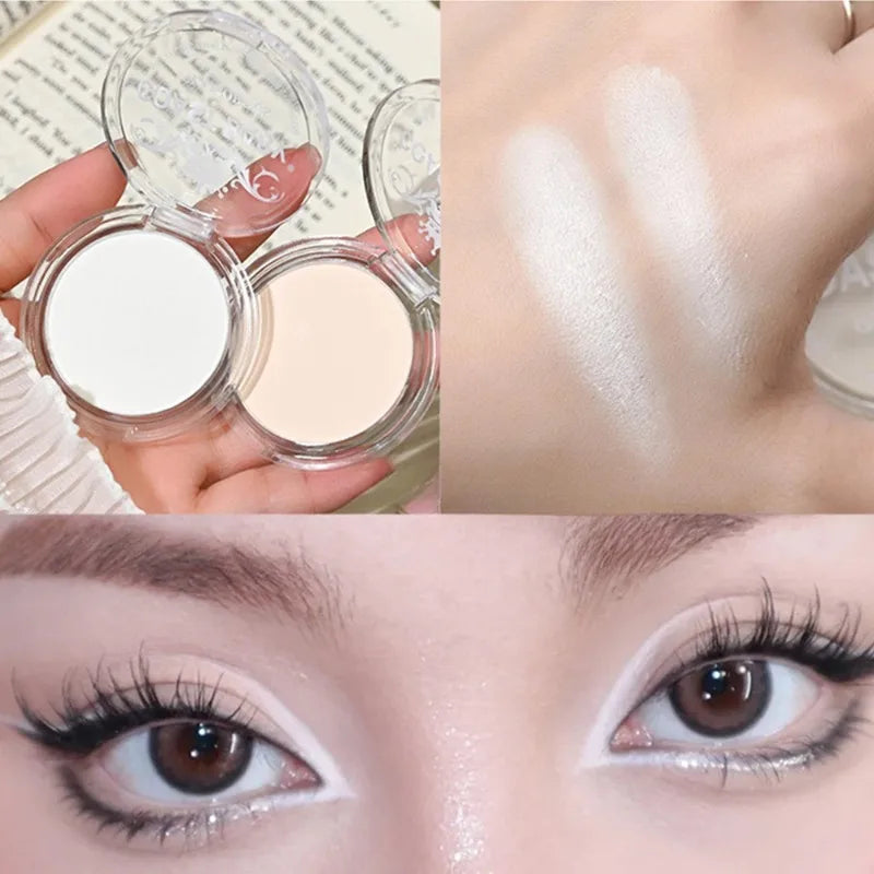 Single Matte Highlighter Palette White Beige Face Nose Brighten
