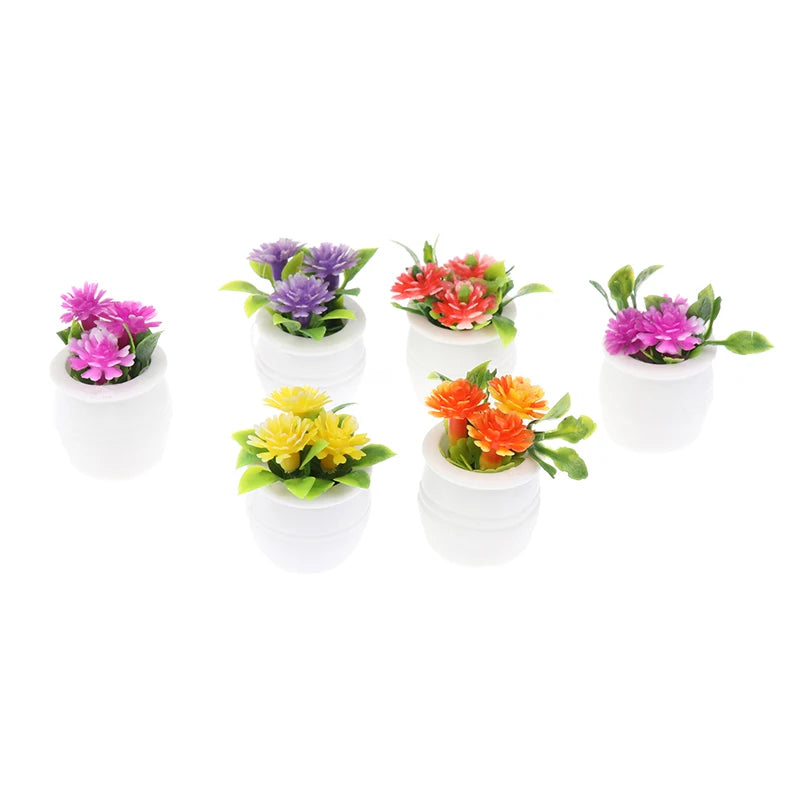 ▶3Pcs Random Dollhouse Plant, Miniature Bonsai Plant, Mini Potted Plant, Flower Model, Small Fake Green Decorative Toyhouse Zpaxo 3PCS-random
