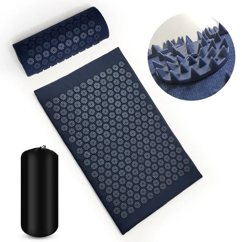 Massager Mat Shakti Mat Massage Yoga Mat Acupressure Relieve Stress Back Body Pain Spike Mat Acupuncture Massage Cushion Zpaxo Navy blue