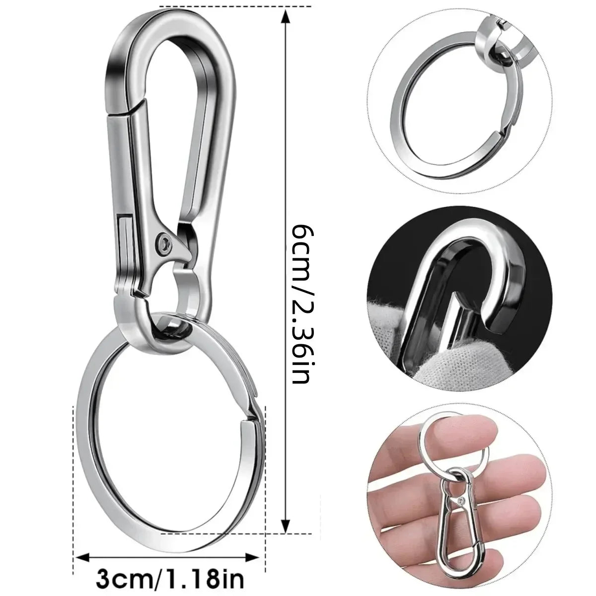 4-Pack Metal Carabiner Clip Keychain & Key Ring Holder Set