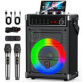 JYX Karaoke Machine 2 UHF Wireless Microphones Bluetooth Speaker Bass Zpaxo 69-Black