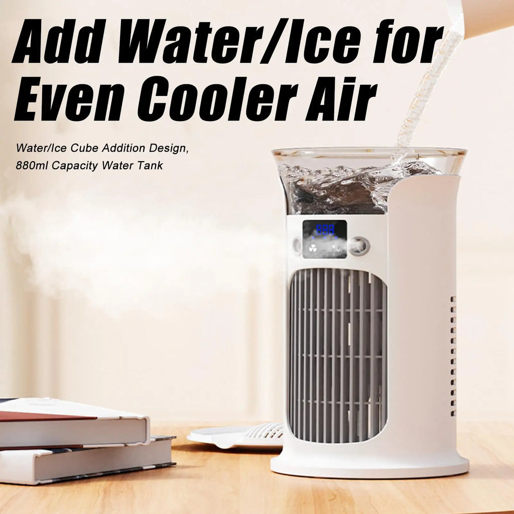 Portable Cooling Fan 3-Speed Adjustable USB Misting Humidifier Desk