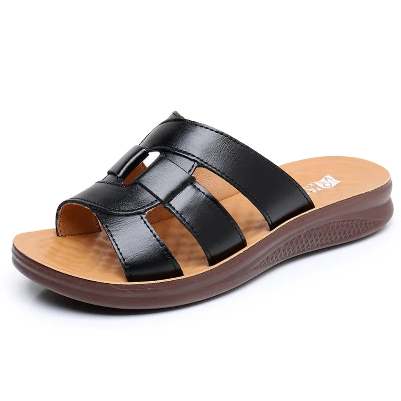 White Leather Wedge Slide Sandals Women Cutout Design Open Toe Non Zpaxo 1229 Black 39 China Mainland