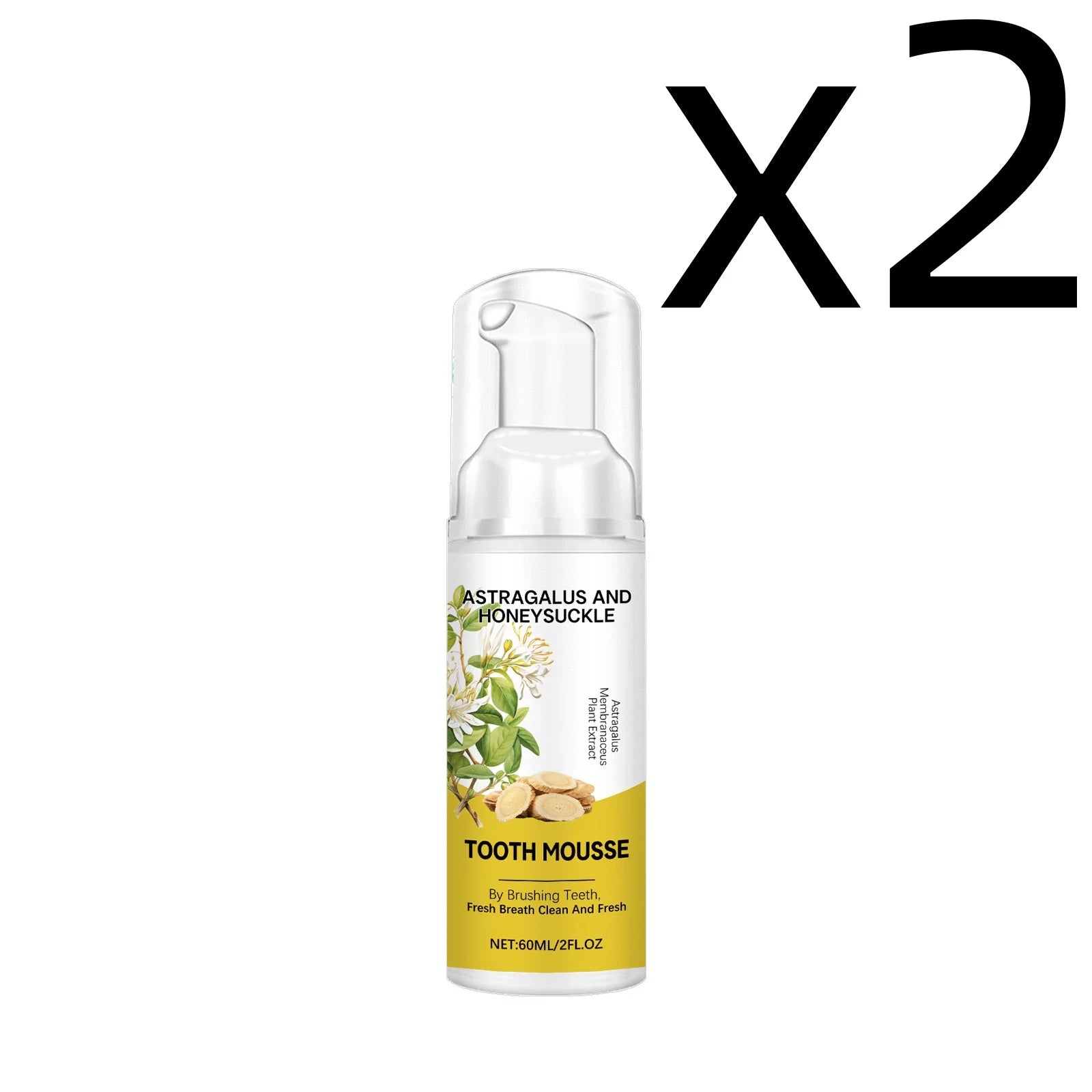 Astragalus Foam Toothpaste Mousse – Whiten & Freshen Breath 60ml Foam Toothpaste Mousse Zpaxo 60ml X 2PCS