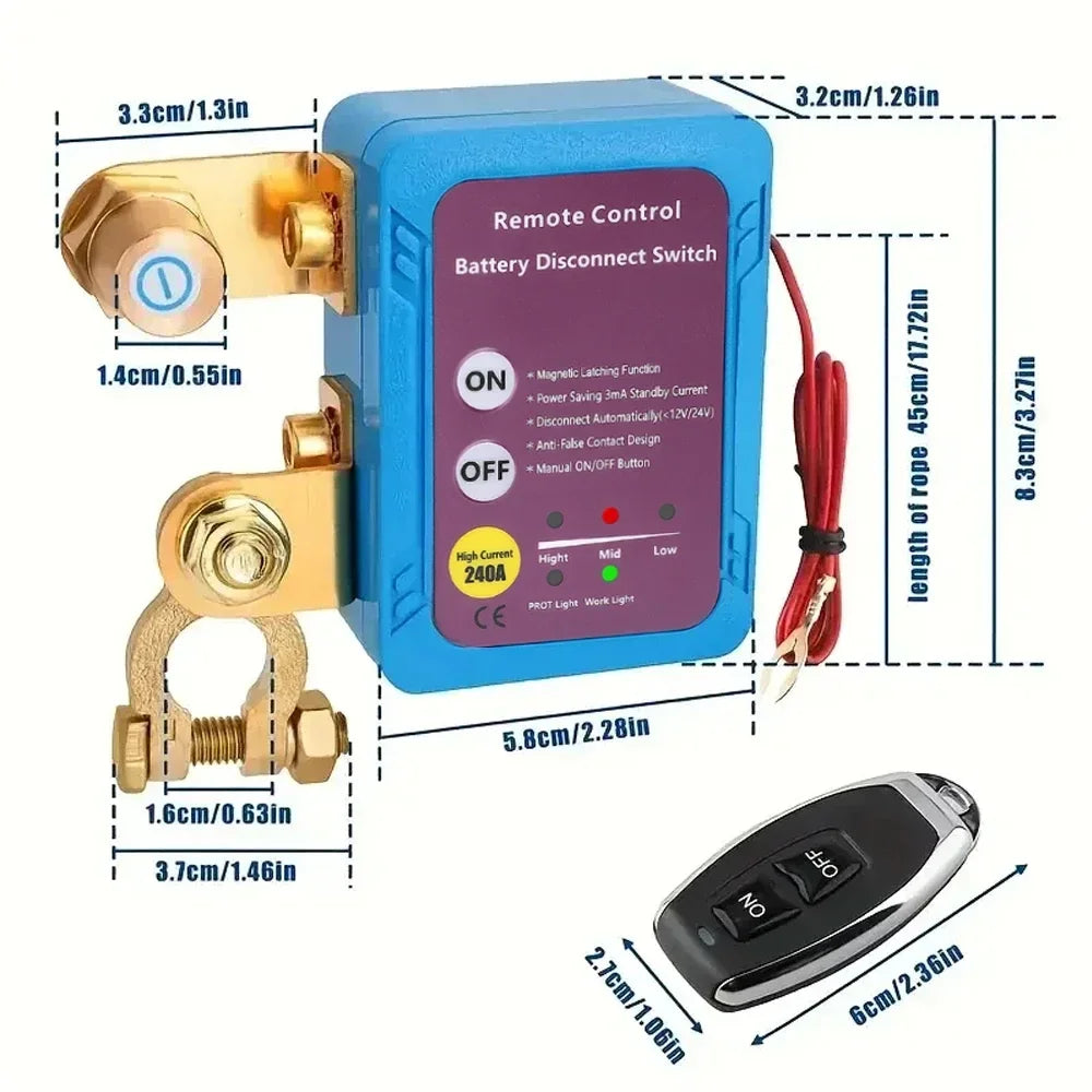12V 240A Battery Disconnect Power Switch Remote Control Car Truck RV Zpaxo