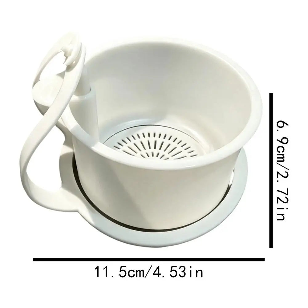 Adjustable Sink Food Strainer Push-to-Pour Kitchen Drain Filter Catches Food Waste Hair & Debris For Pasta Soup Shower Zpaxo White