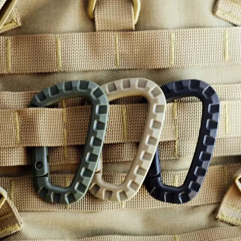 Tactical Carabiner Clip Set – D-Shape Spring Hook Keychain 5/10/15Pcs